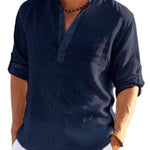 Linen Henley Shirt for Men