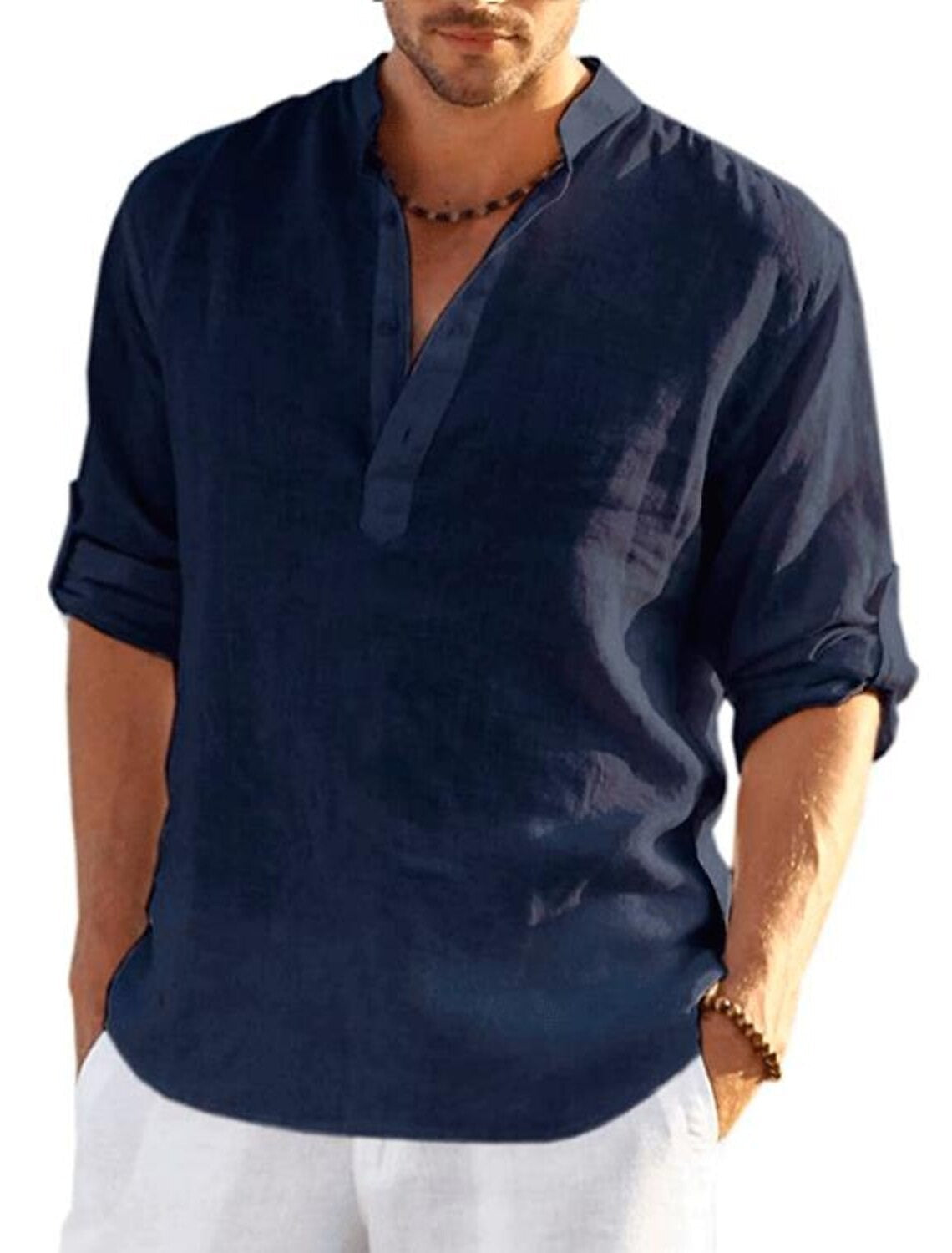 Linen Henley Shirt for Men