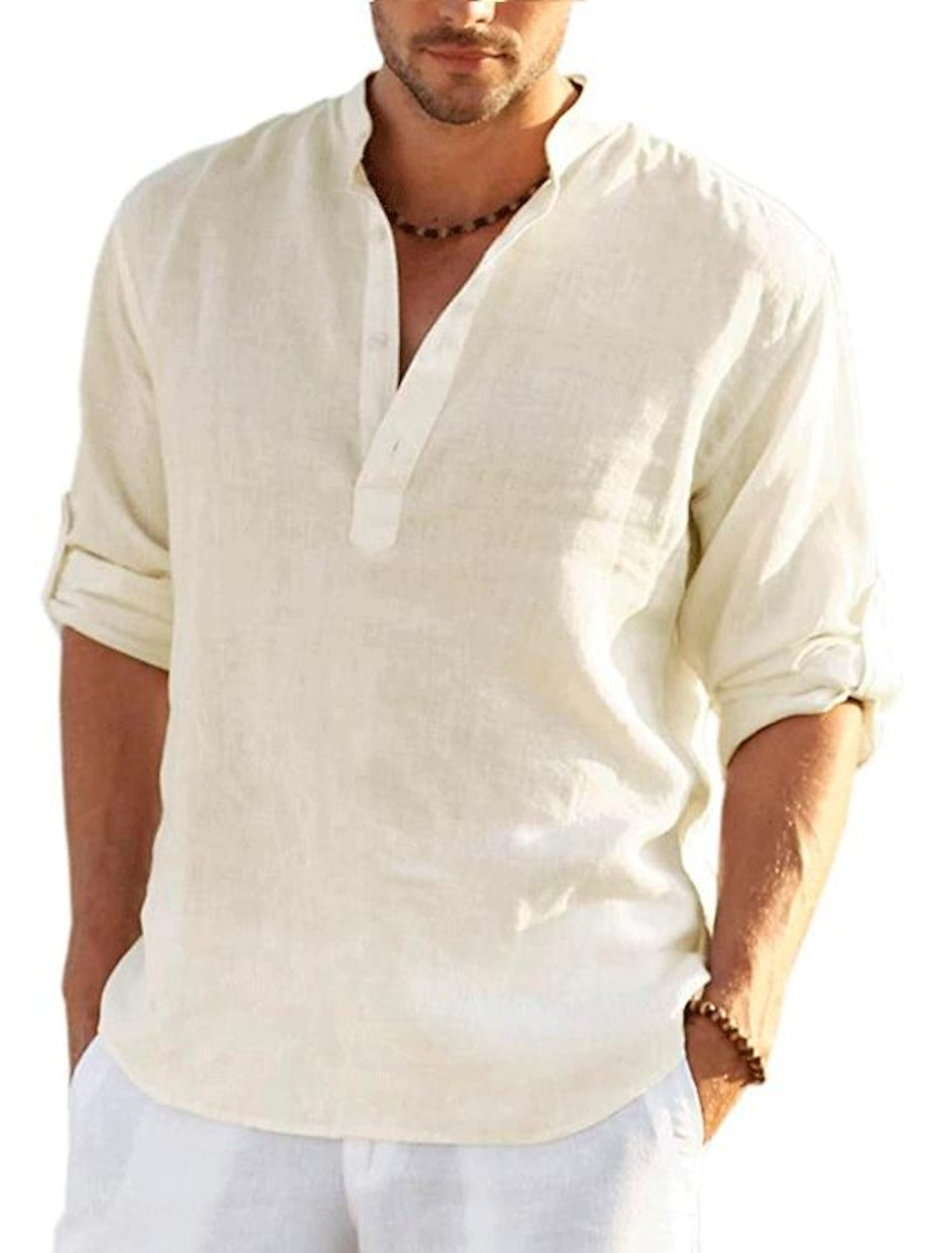 Linen Henley Shirt for Men