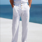 Linen Straight Leg Trousers for Men