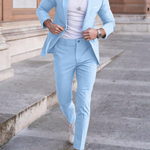 Linen Straight Leg Blazer Set for Men