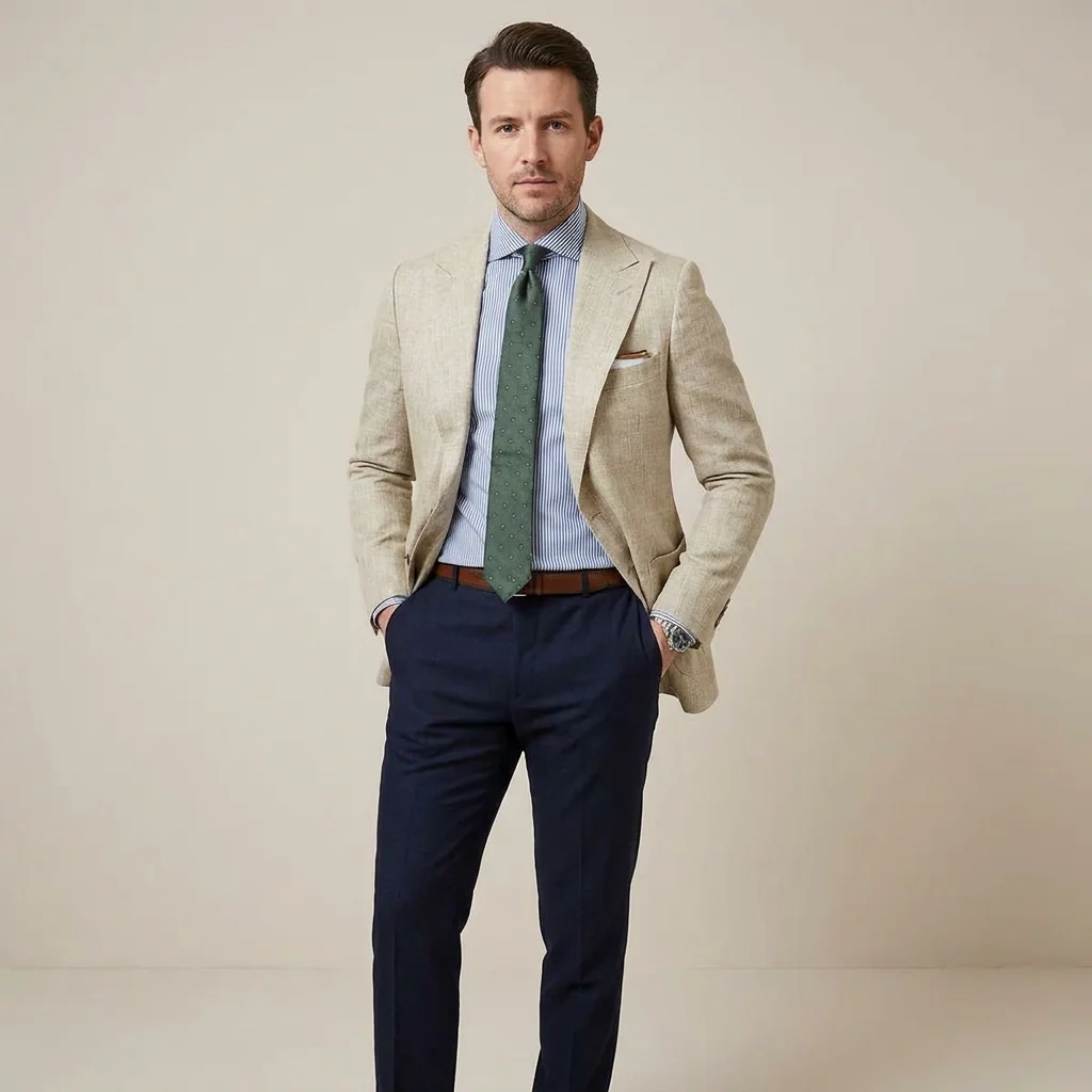Textured Single-Breasted Blazer for Men