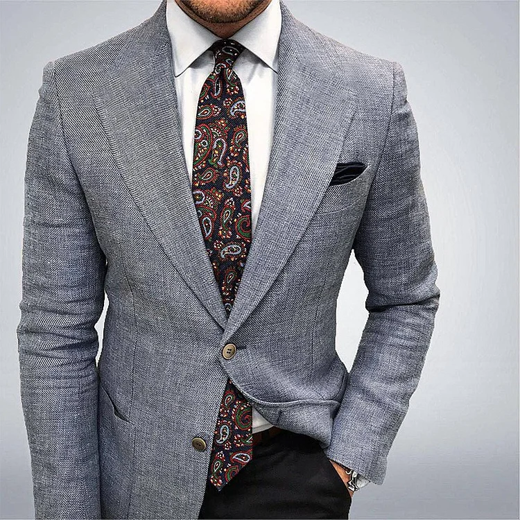 Textured Single-Breasted Blazer for Men