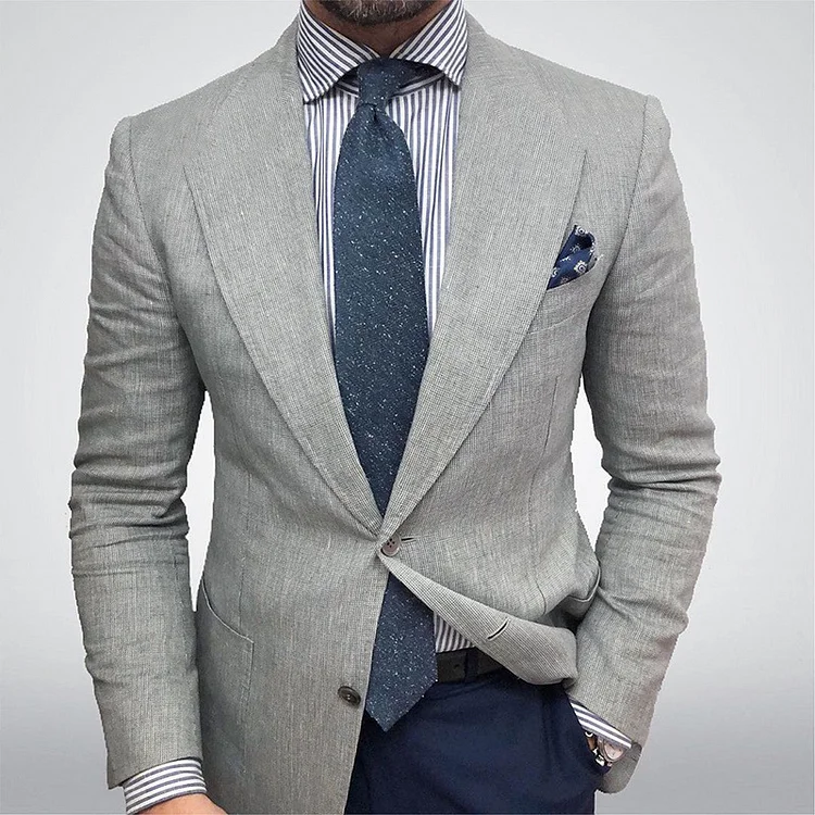 Textured Single-Breasted Blazer for Men