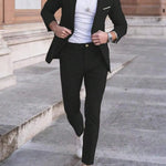 Linen Straight Leg Blazer Set for Men