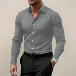 Long Sleeve Notched Collar Shirt for Men