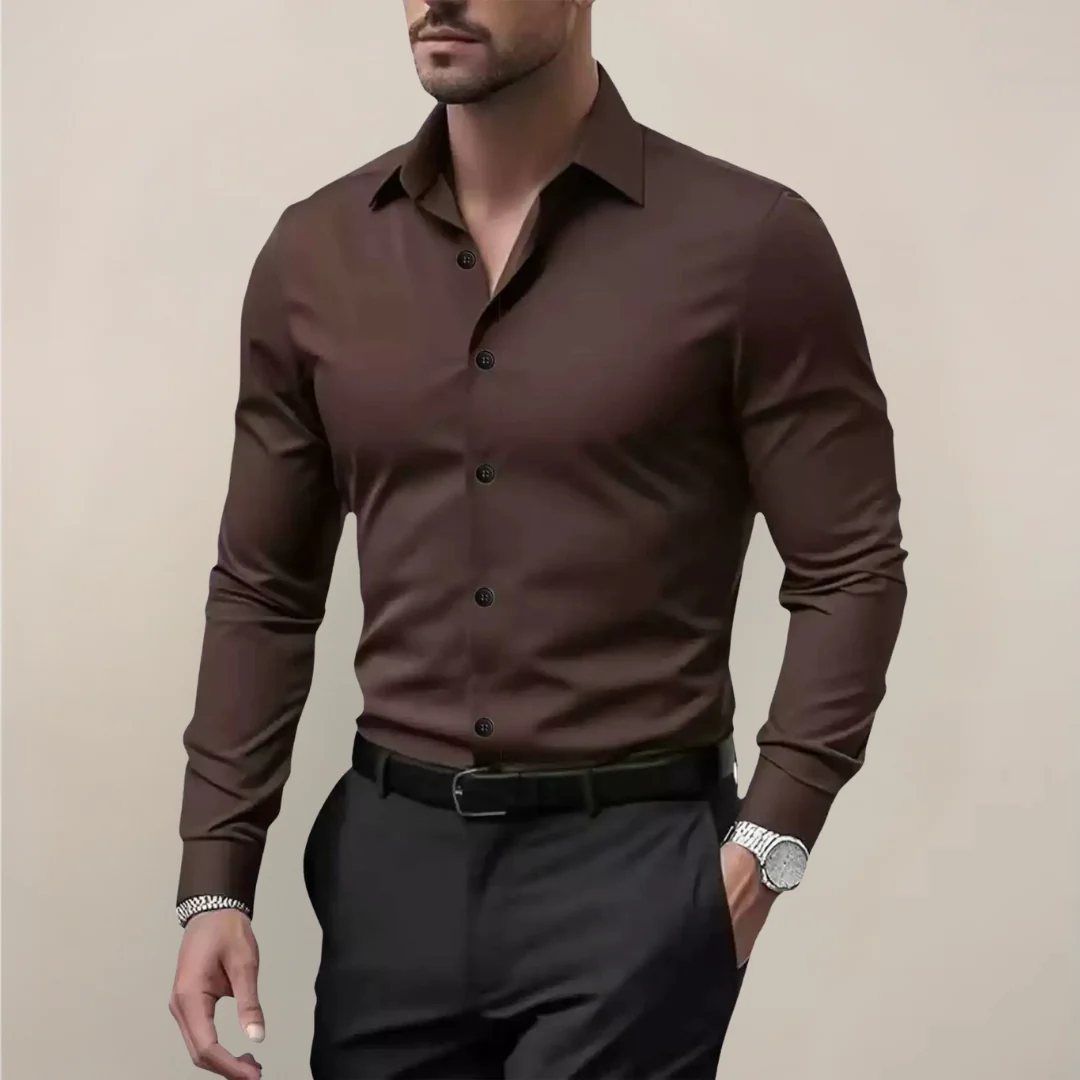 Long Sleeve Notched Collar Shirt for Men