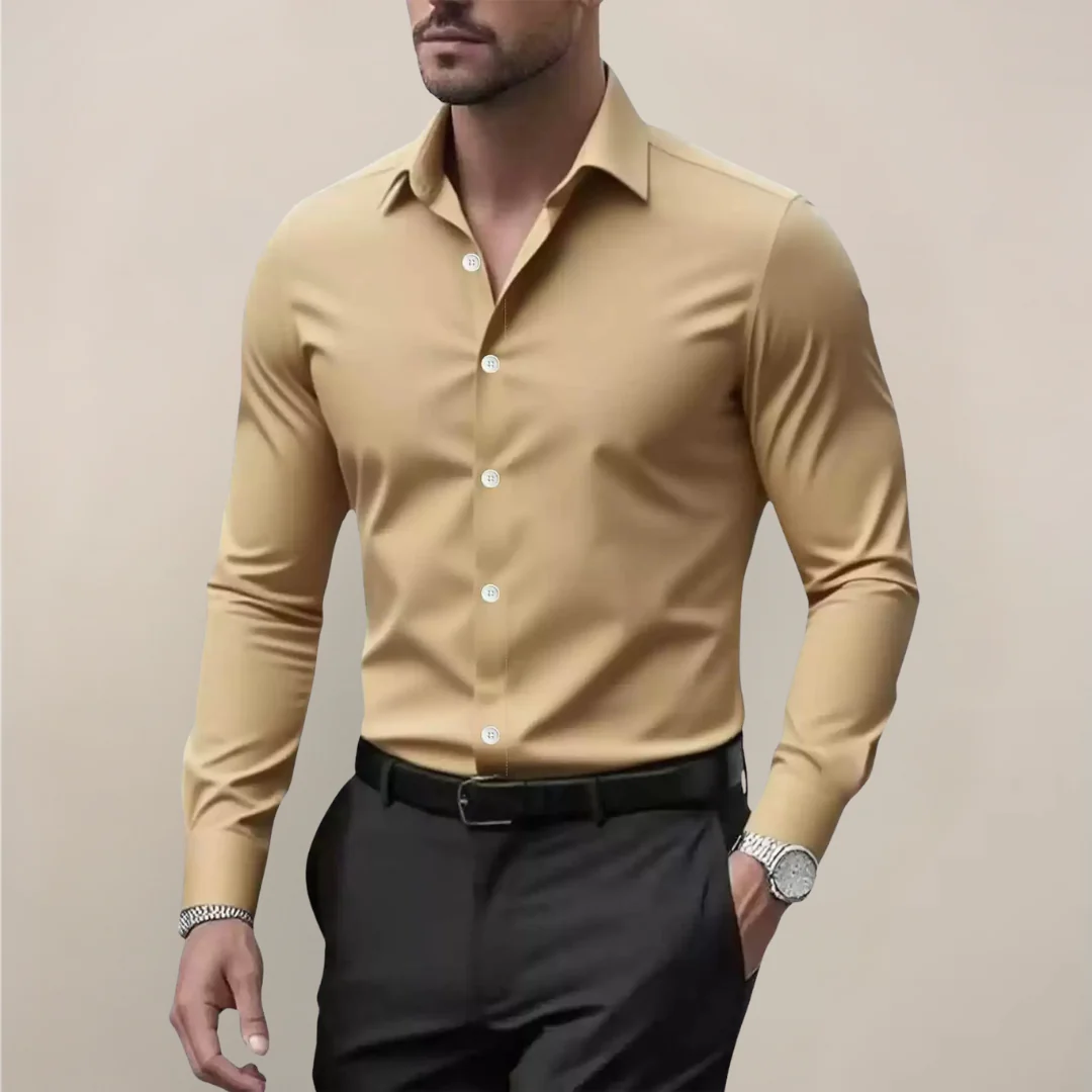 Long Sleeve Notched Collar Shirt for Men