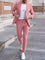 Linen Straight Leg Blazer Set for Men
