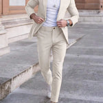 Linen Straight Leg Blazer Set for Men
