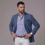 Linen Single-Breasted Blazer for Men