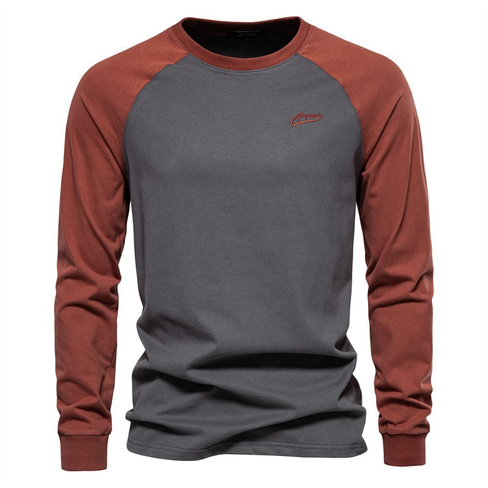 Raglan Long Sleeve Crew Neck Sweatshirt for Men