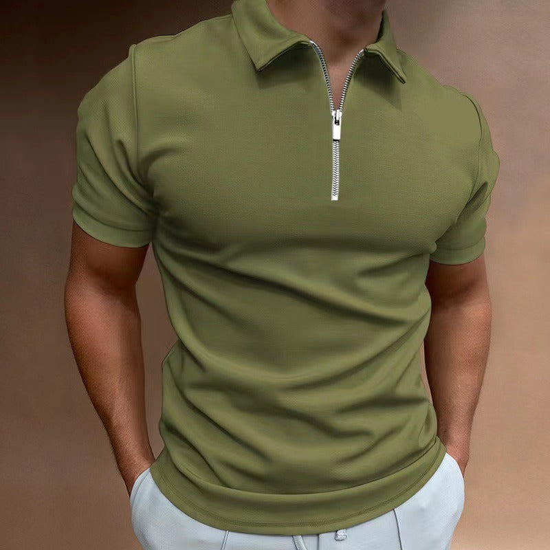 Short Sleeve Zip Polo Shirt for Men