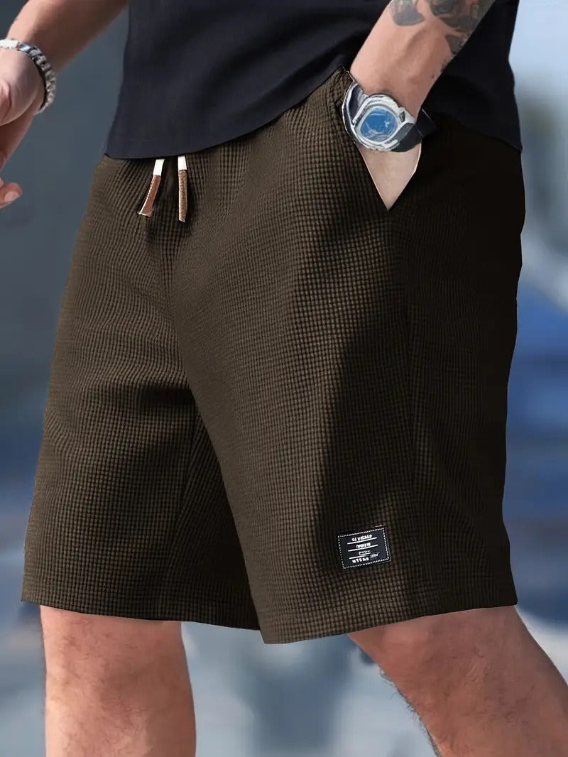 Ribbed Knit Relaxed Fit Shorts for Men