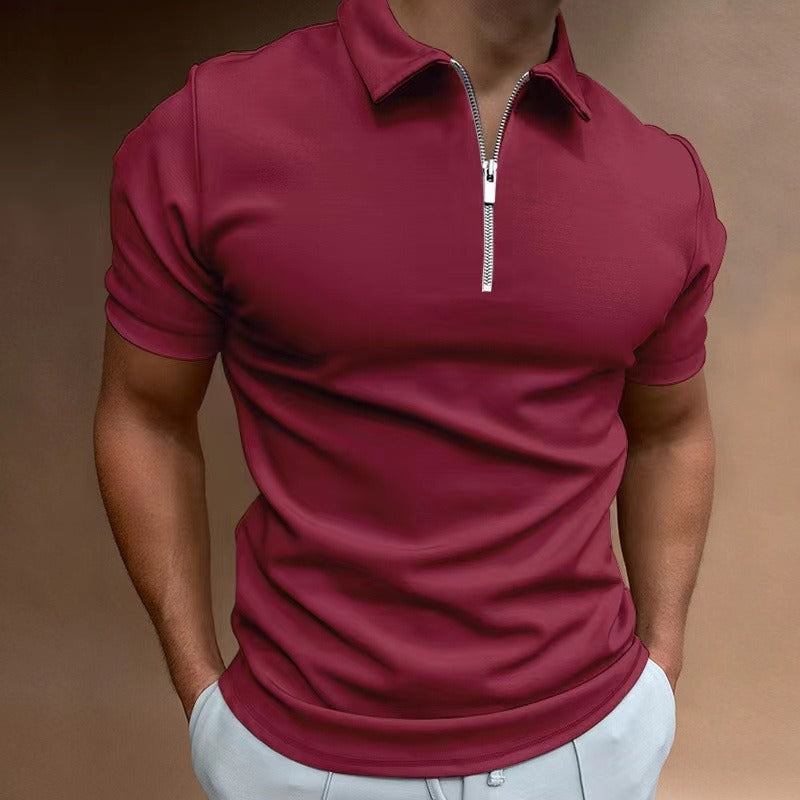 Short Sleeve Zip Polo Shirt for Men