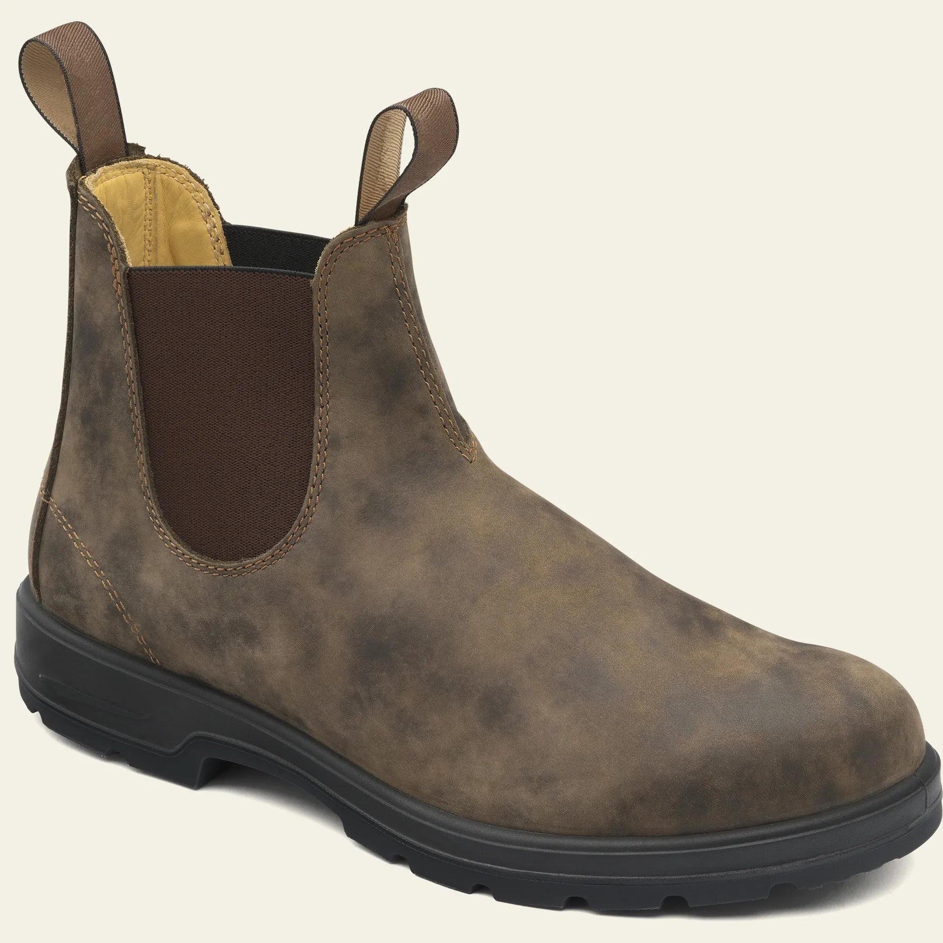 Leather Chelsea Boots with Dual Pull Tabs for Men