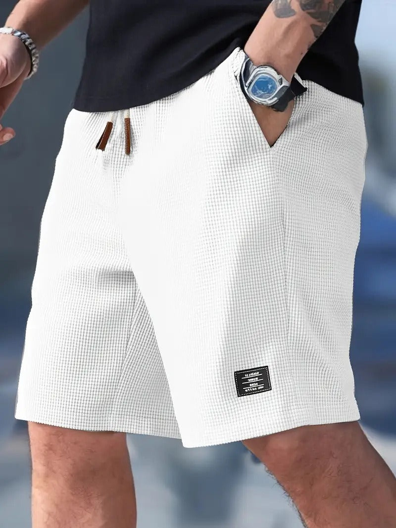 Ribbed Knit Relaxed Fit Shorts for Men