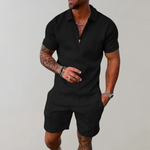 Zip Polo Short Set for Men