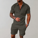 Zip Polo Short Set for Men