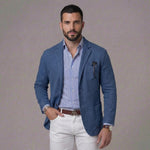 Linen Single-Breasted Blazer for Men