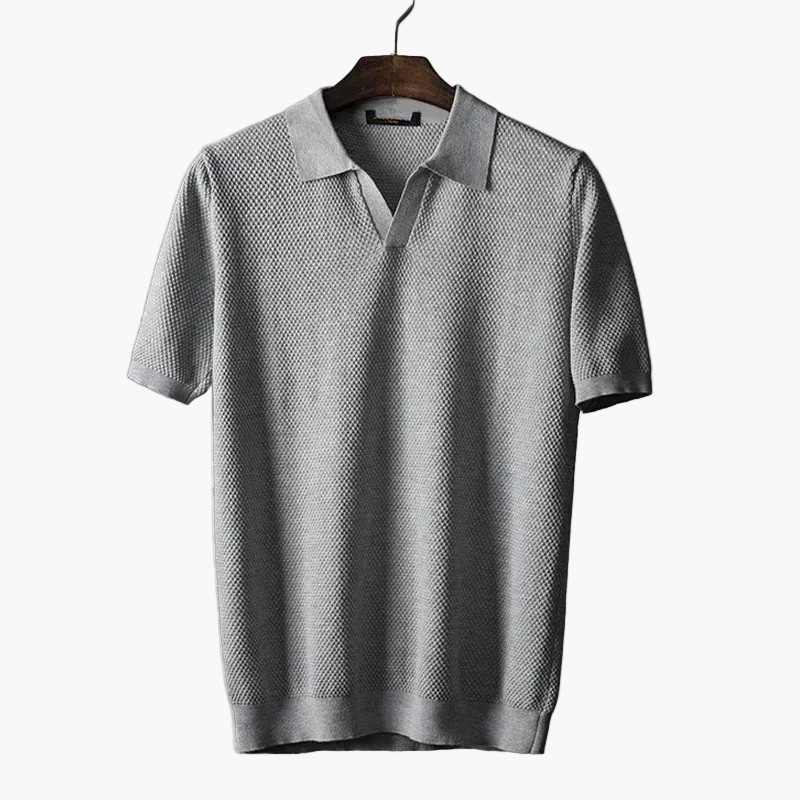 Textured Knit Polo Shirt for Men