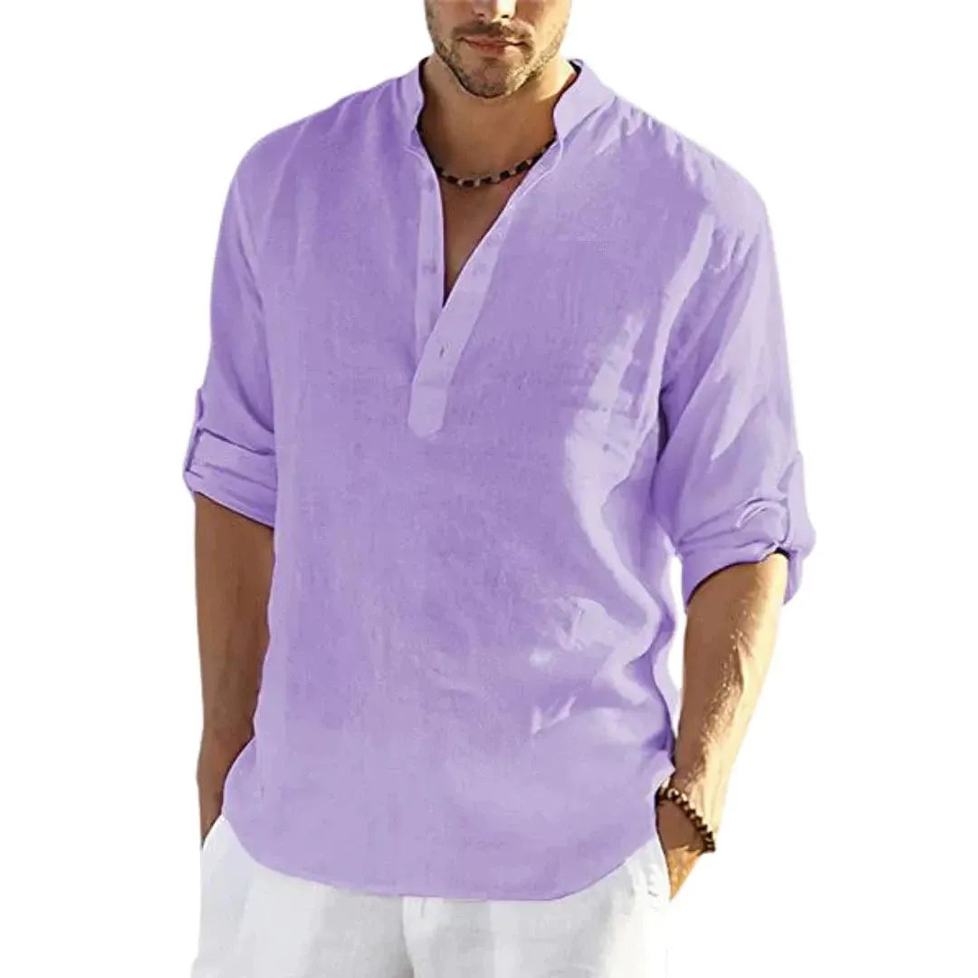 Linen Henley Shirt for Men