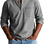 Henley Long Sleeve Shirt for Men