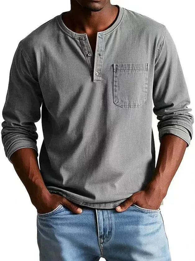 Henley Long Sleeve Shirt for Men