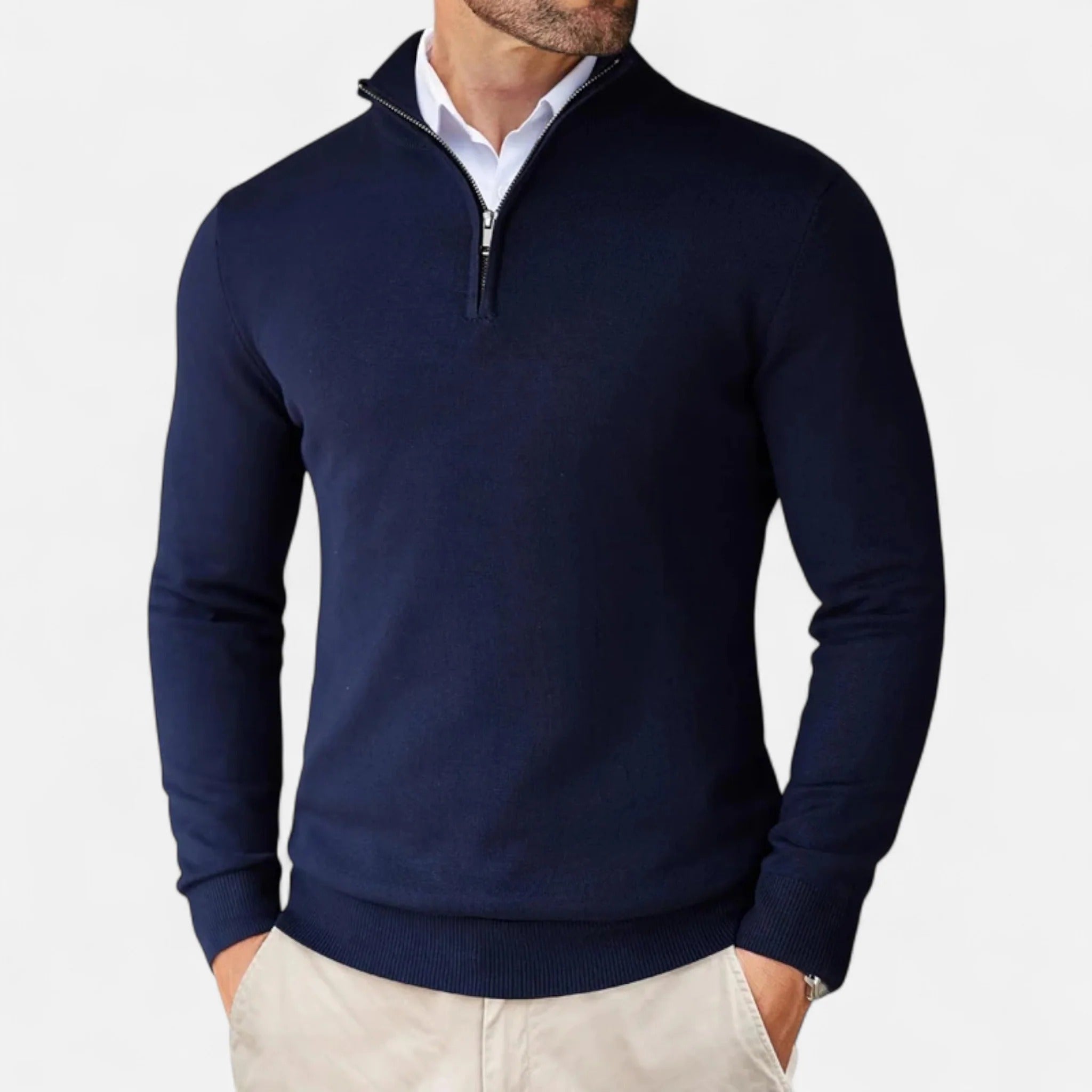 Slim Fit Quarter-Zip Pullover Sweater for Men