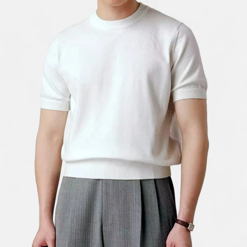 Slim Fit Crew Neck Knitted T-Shirt for Men