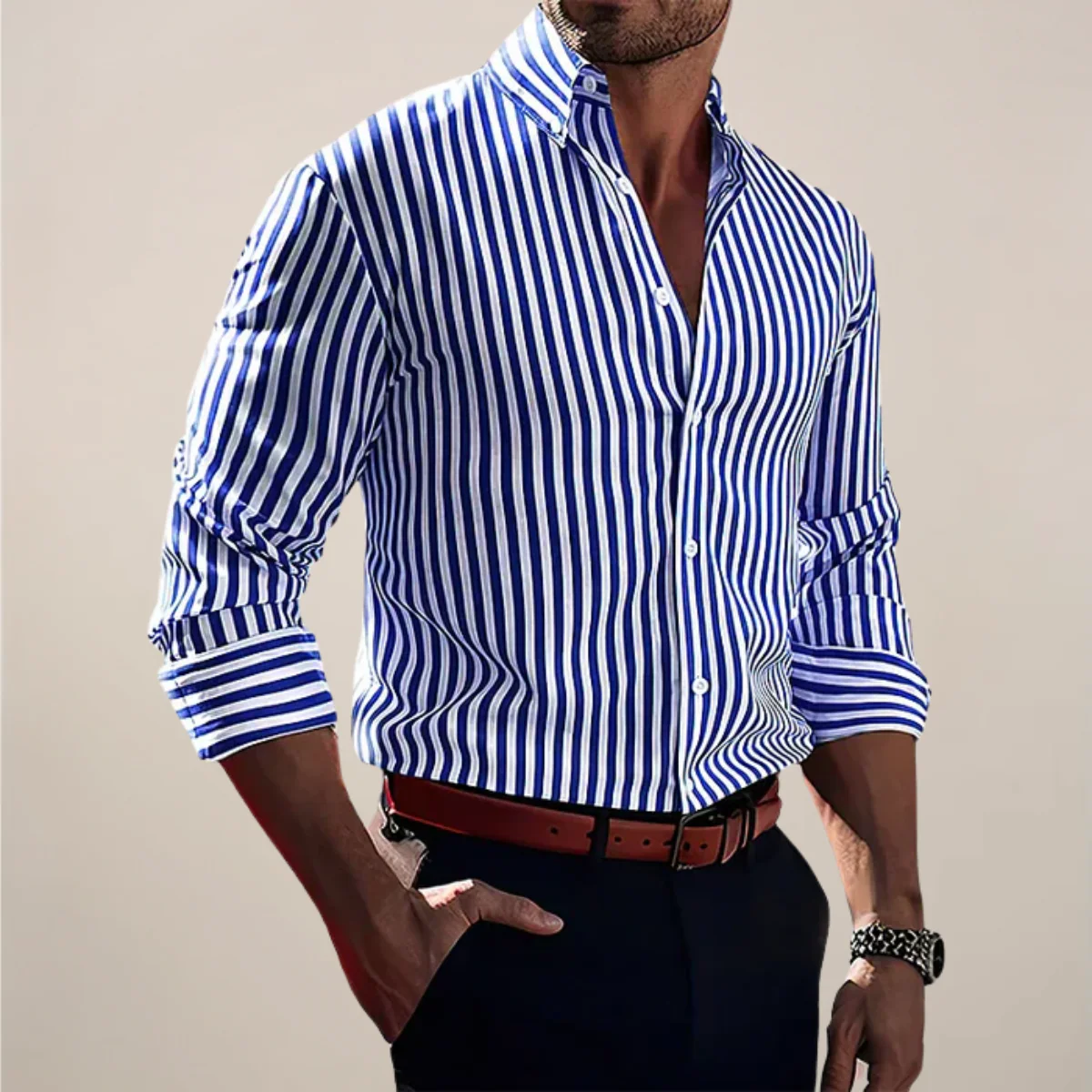 Striped Button-Down Shirt for Men