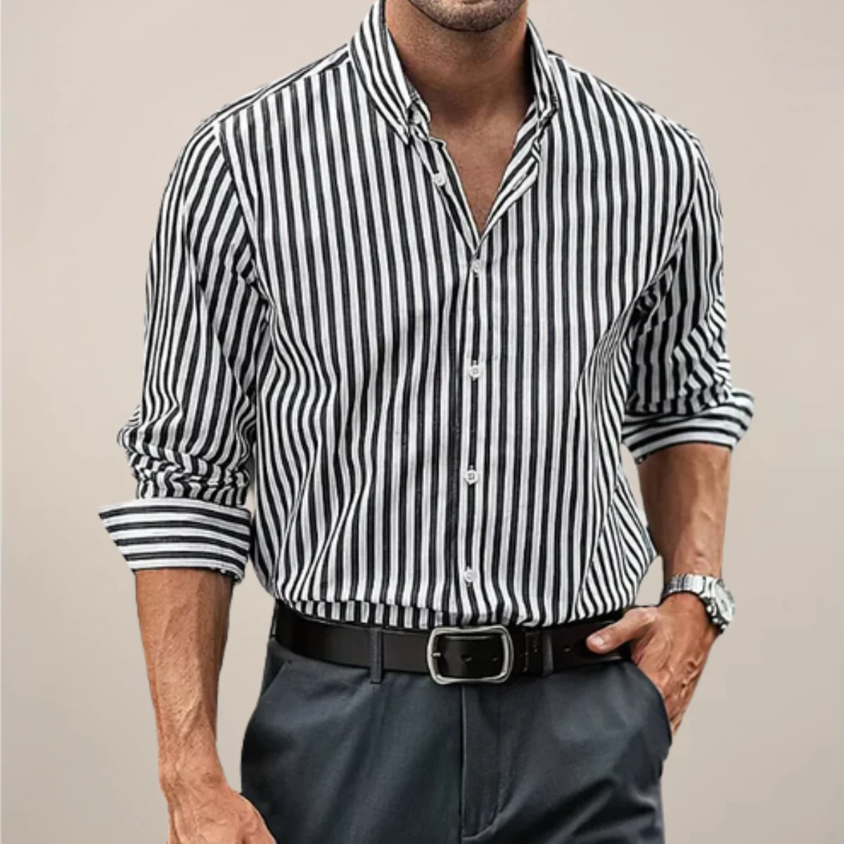 Striped Button-Down Shirt for Men