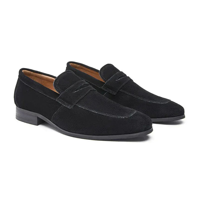 Suede Penny Loafers with Dress Heel for Men