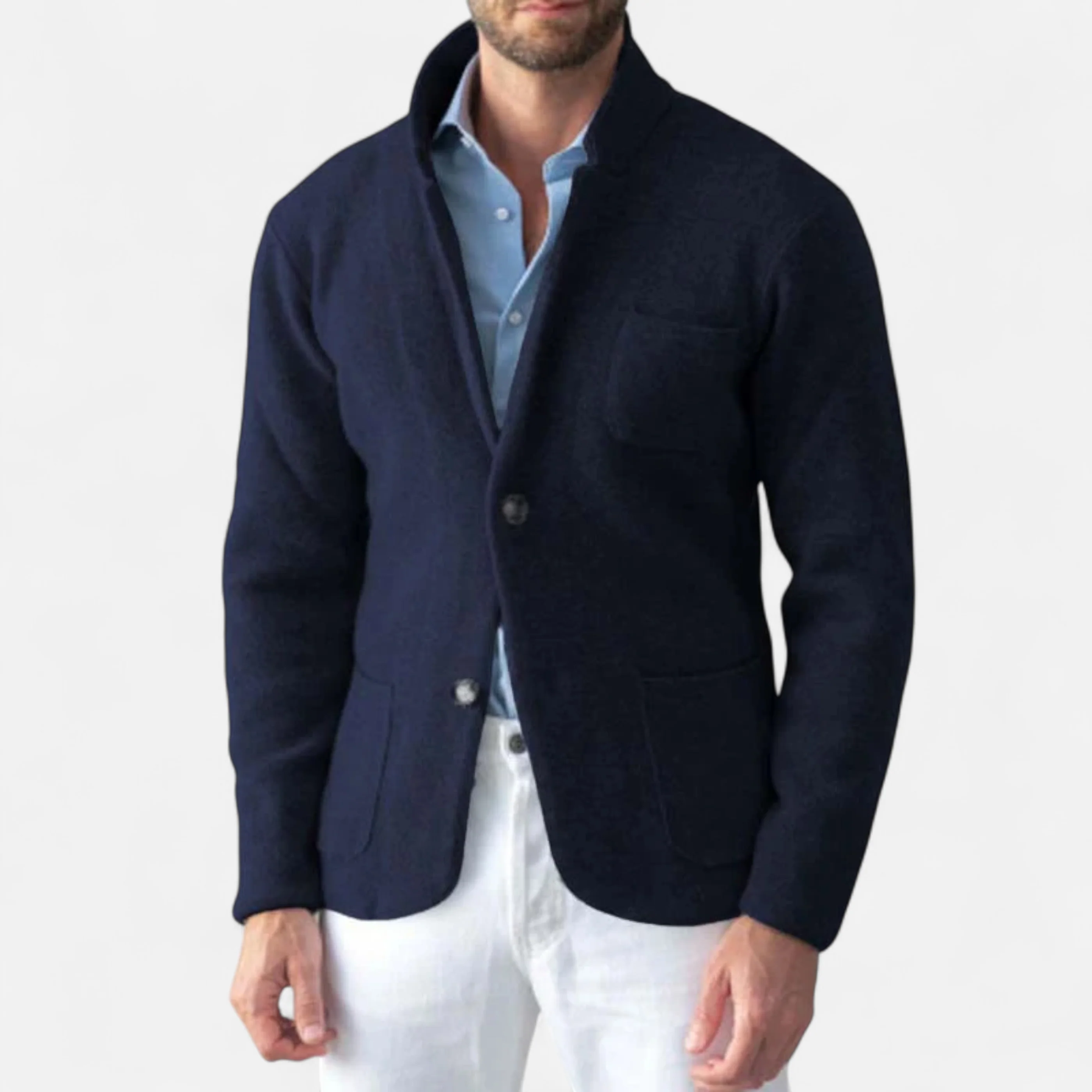 Felt Knit Blazer with Patch Pockets for Men