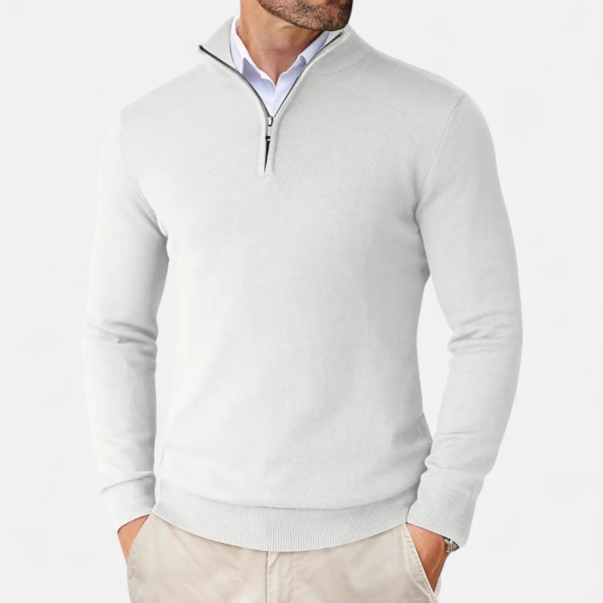 Slim Fit Quarter-Zip Pullover Sweater for Men