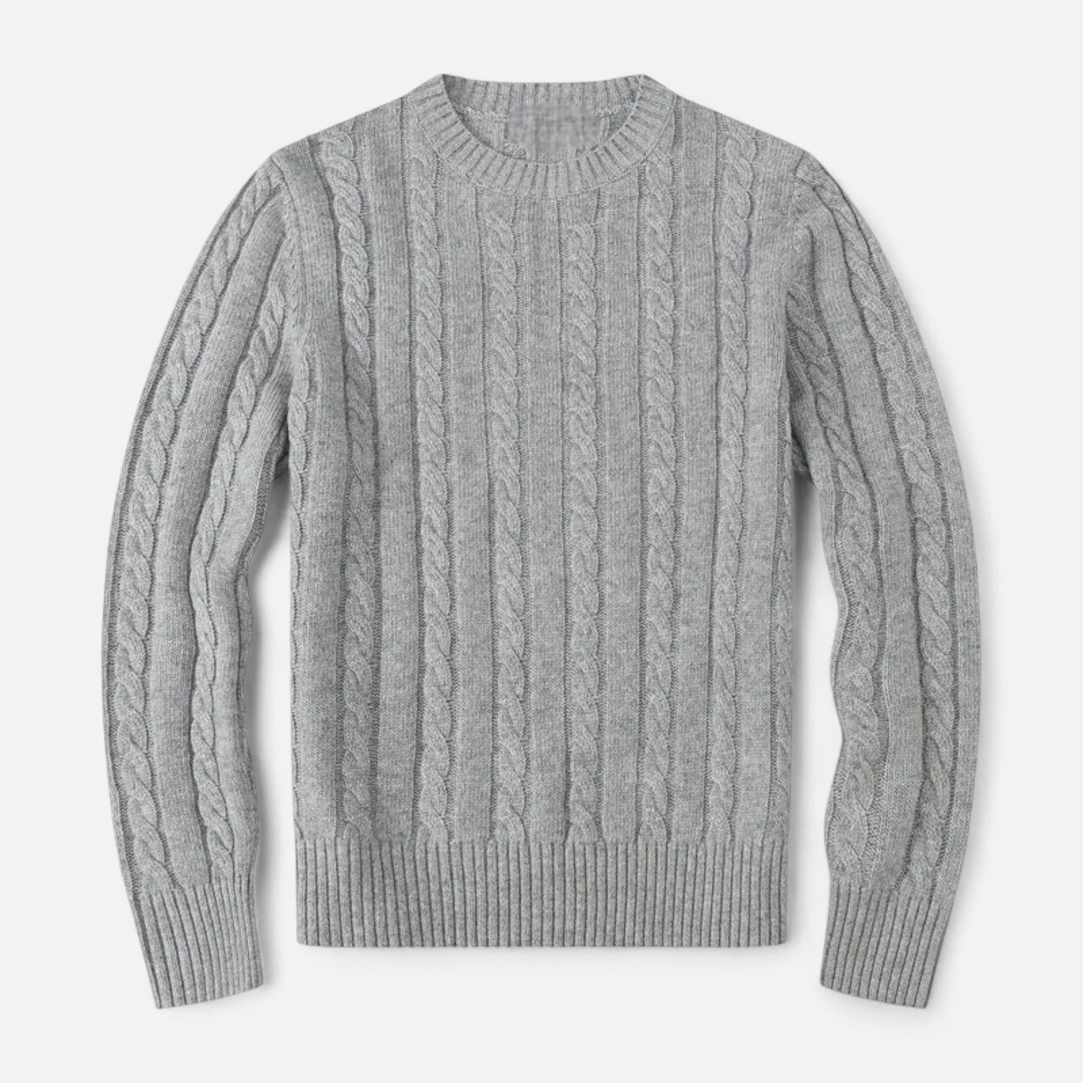 Crew Neck Cable Knit Pullover for Men