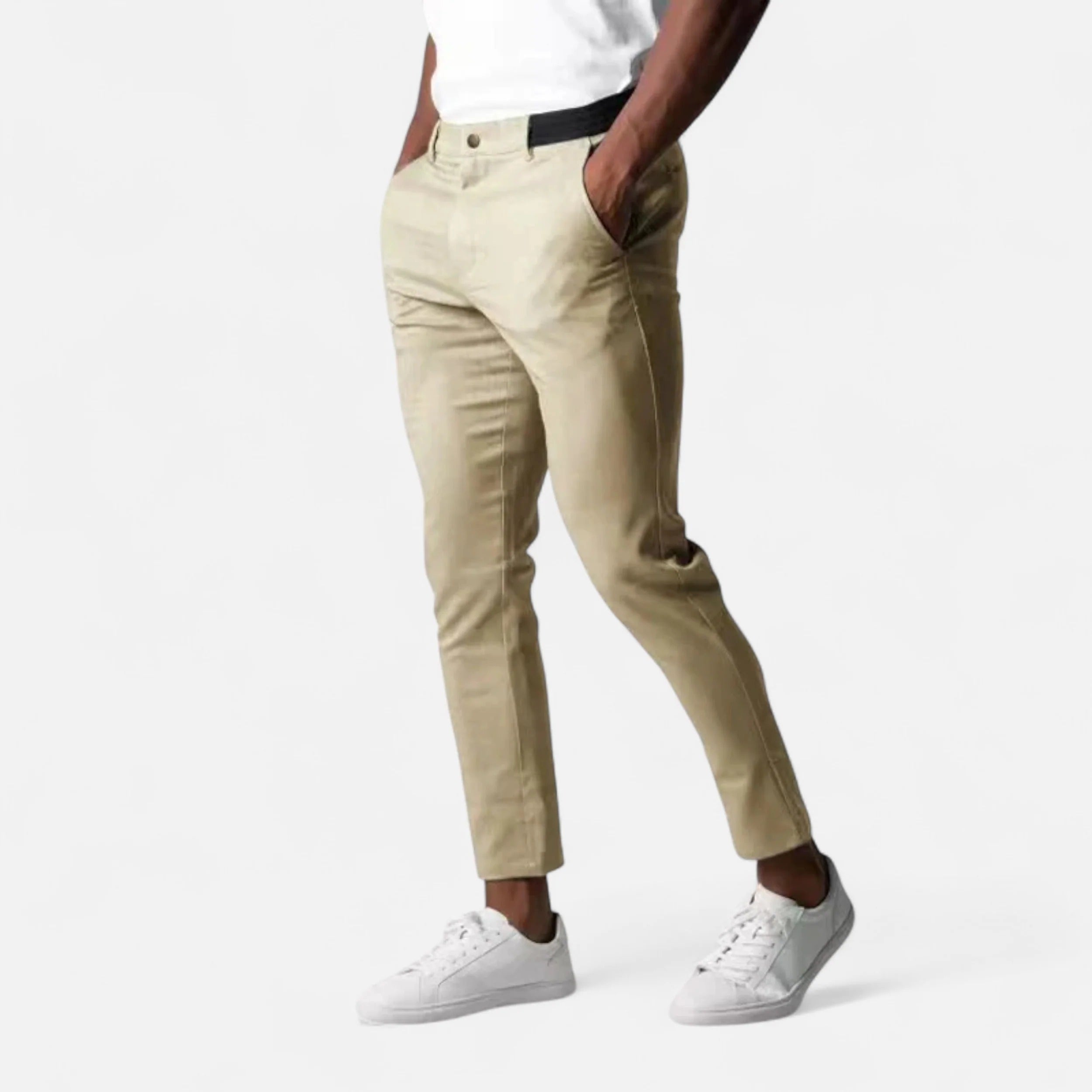 Slim Fit Chino Pants with Side Pockets for Men