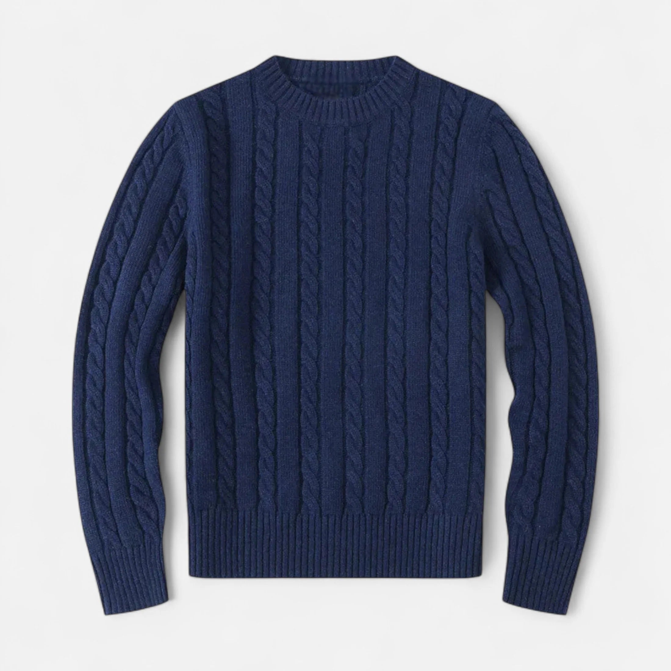 Crew Neck Cable Knit Pullover for Men