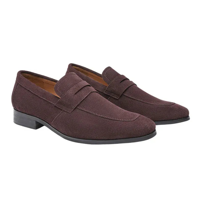 Suede Penny Loafers with Dress Heel for Men