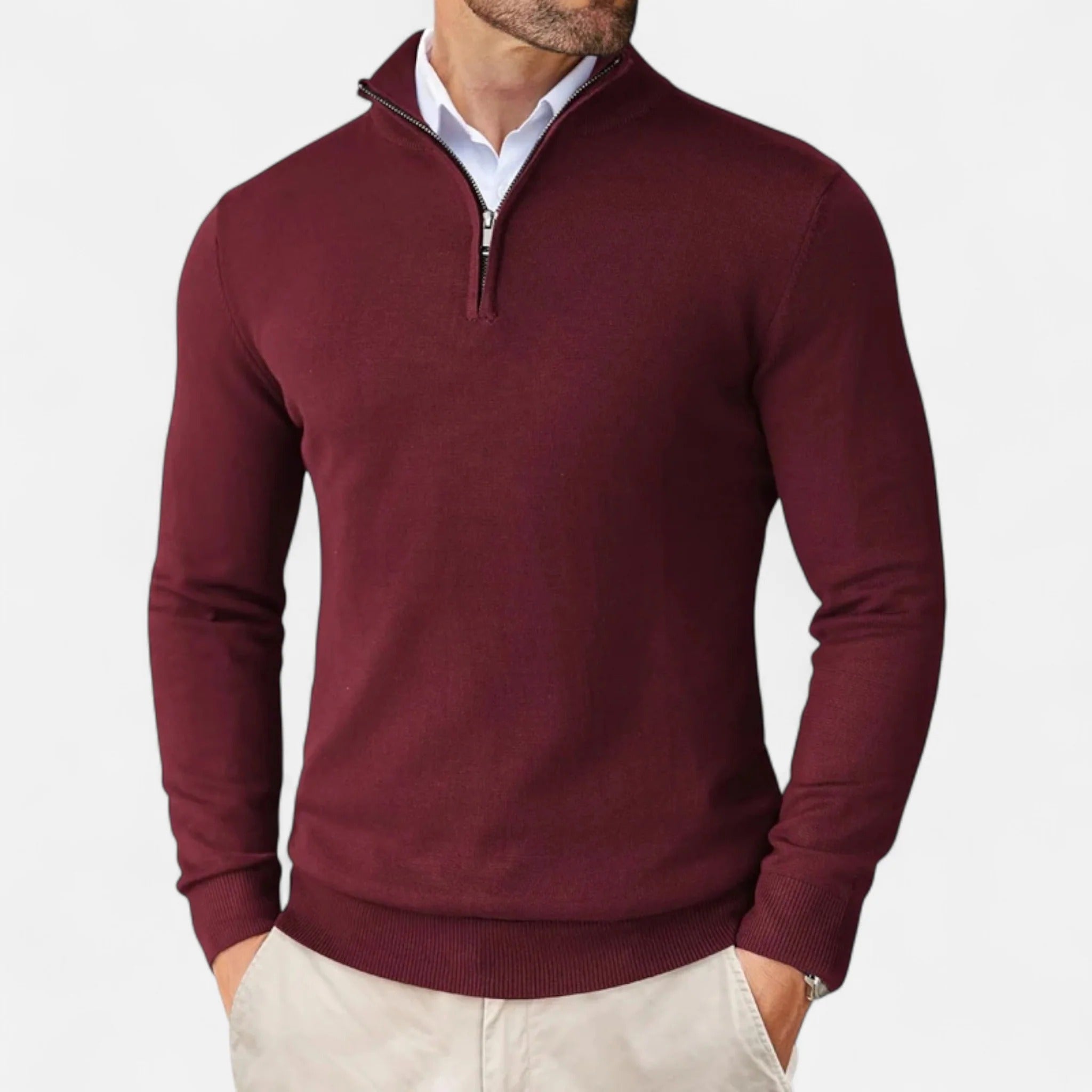 Slim Fit Quarter-Zip Pullover Sweater for Men