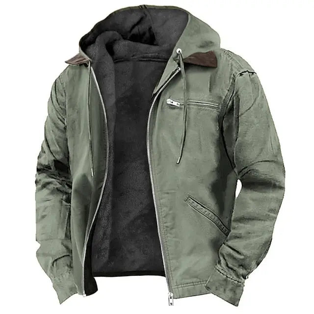 Hooded Zip-Up Harrington Jacket for Men