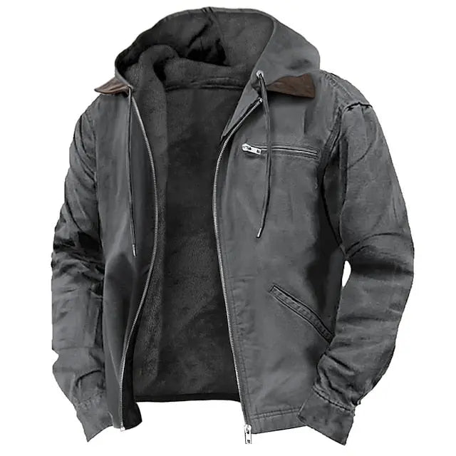 Hooded Zip-Up Harrington Jacket for Men