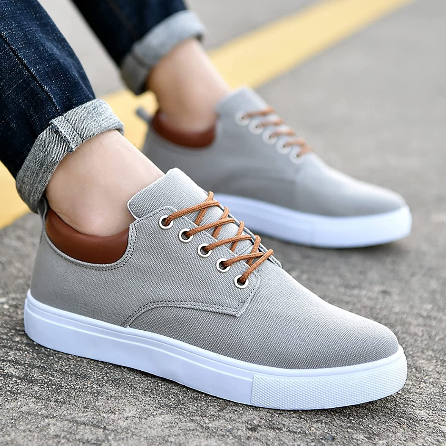 Lace-Up Canvas Trainers for Men - View 8