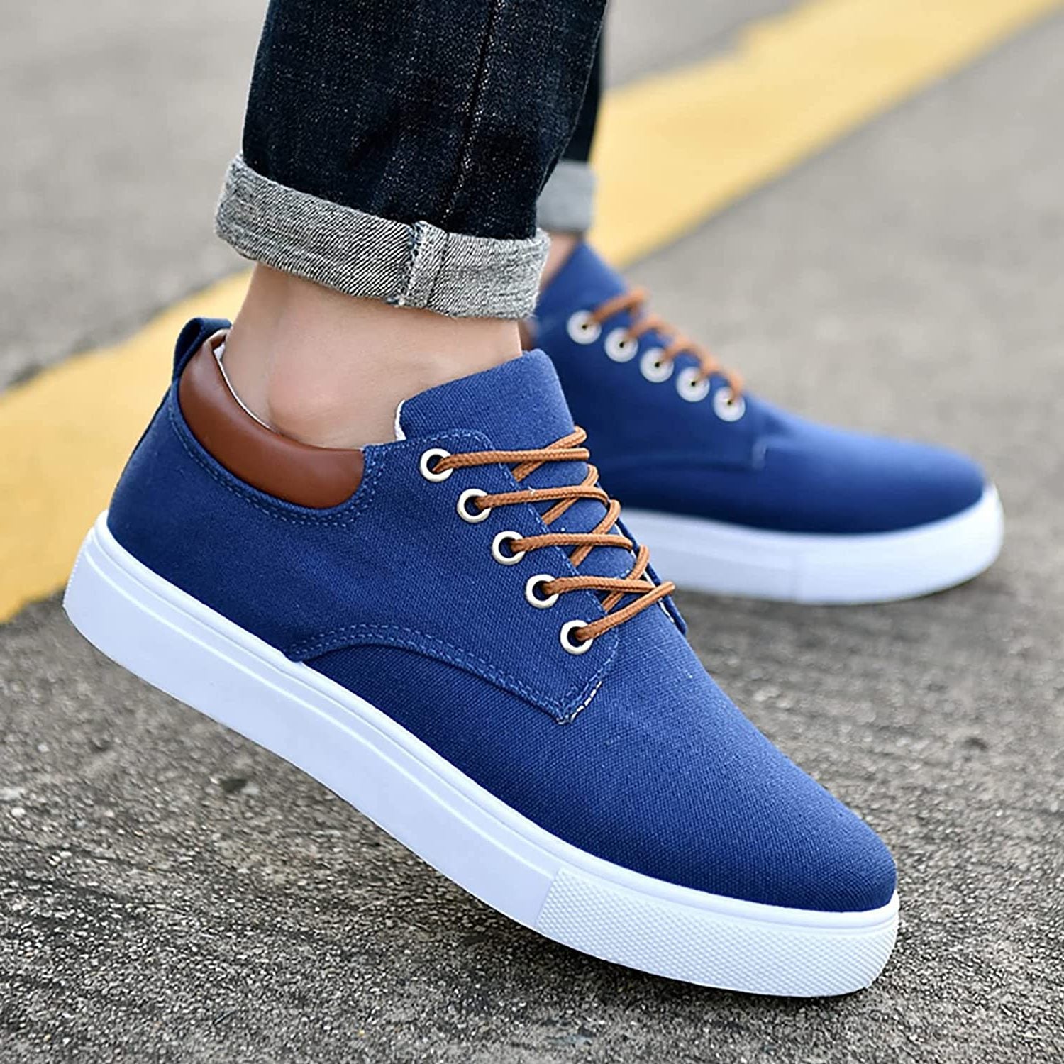 Lace-Up Canvas Trainers for Men - View 9