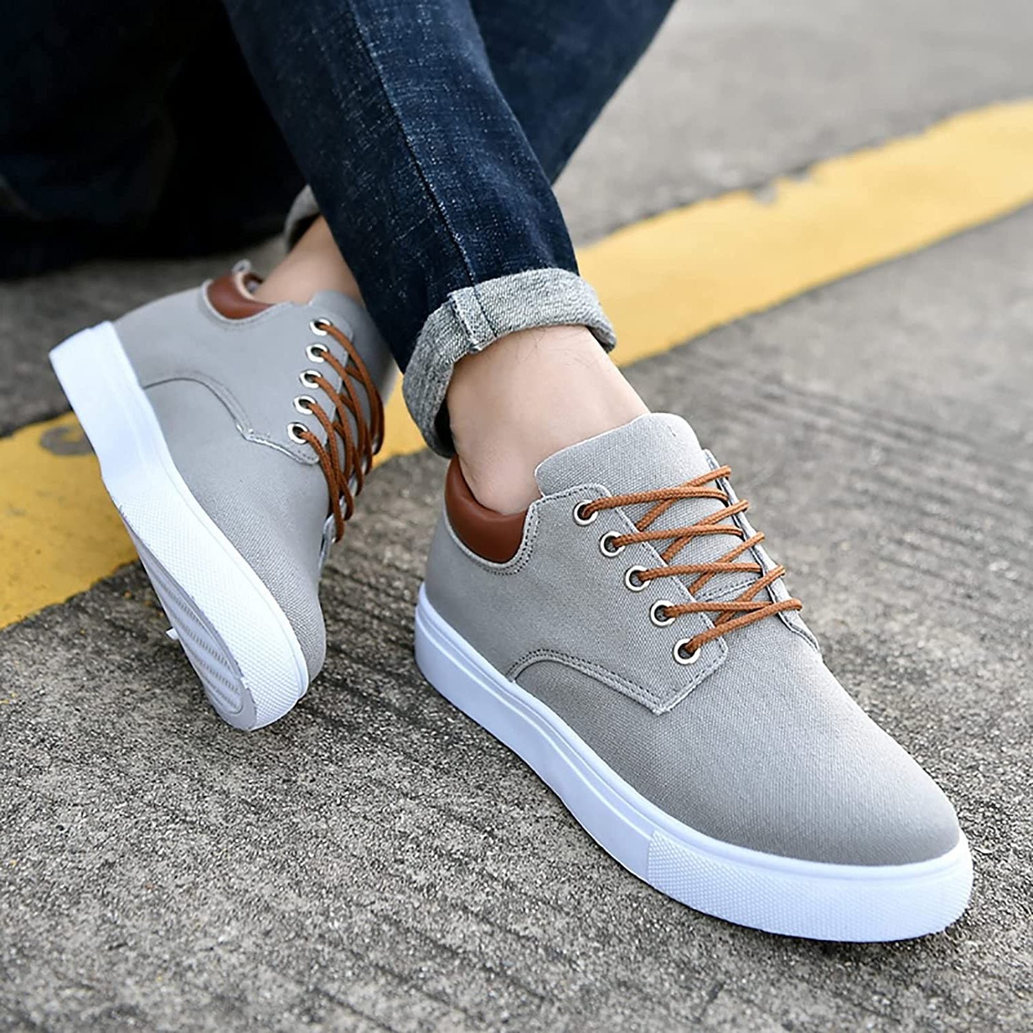 Lace-Up Canvas Trainers for Men - View 13