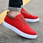 Lace-Up Canvas Trainers for Men - Red