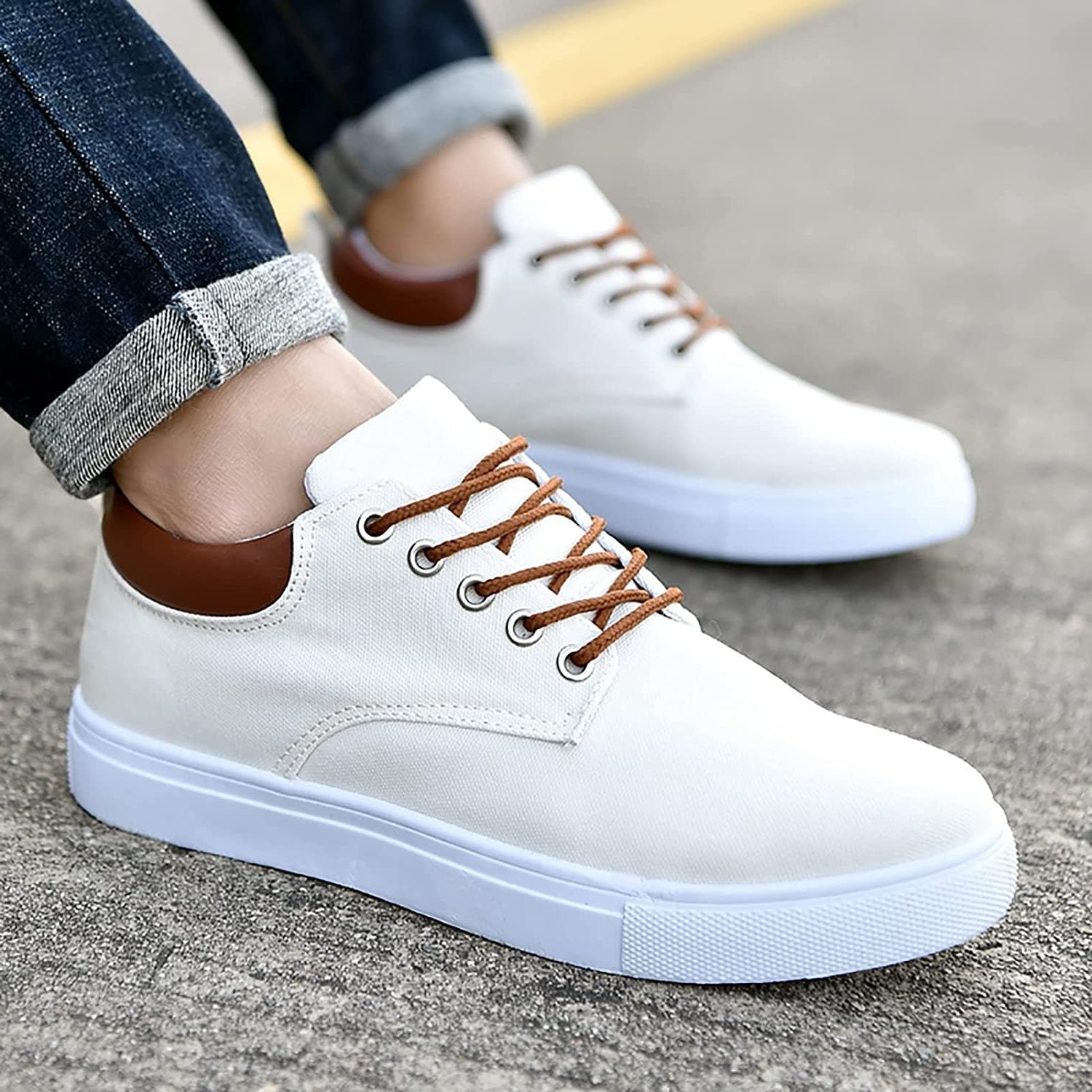 Lace-Up Canvas Trainers for Men - View 5
