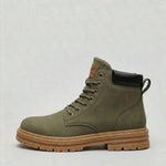 Lace-Up Chunky Sole Boots for Men - Dark Green