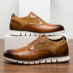 Lace-Up Knit Leather Sneakers for Men - View 3