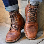 Lace-Up Leather Ankle Boots for Men